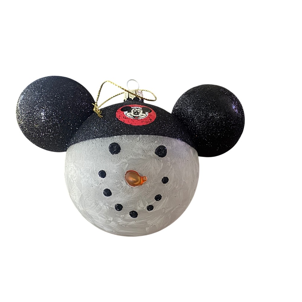 Disney Mickey Mouse Snowman Glass Ornament Glitter Frosted Holiday 2020
Preloved